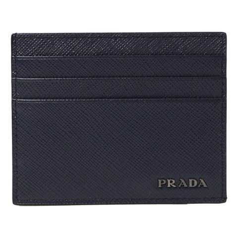 Prada Black and Blue Saffiano Men's Leather Wallet Card Holder 2MC223 at_Queen_Bee_of_Beverly_Hills