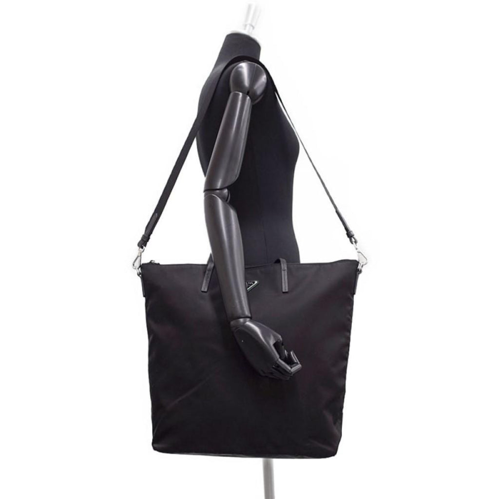 Prada Black Tessuto Nylon Woven Tote Bag For Sale at 1stDibs