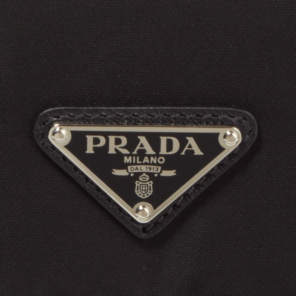 Prada Triangle Logo Plaque Crossbody Bag Black in Leather with Silver-tone  - US