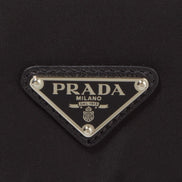 Prada Black Nylon Triangle Logo Messenger Bag available at Queen Bee of Beverly Hills
