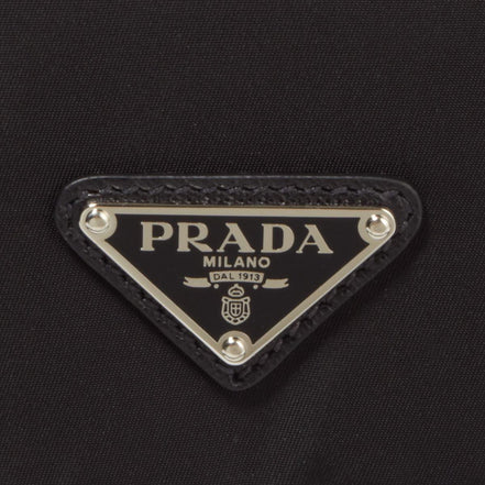 Prada Black Nylon Triangle Logo Messenger Bag available at Queen Bee of Beverly Hills