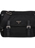 Prada Black Nylon Triangle Logo Messenger Bag available at Queen Bee of Beverly Hills