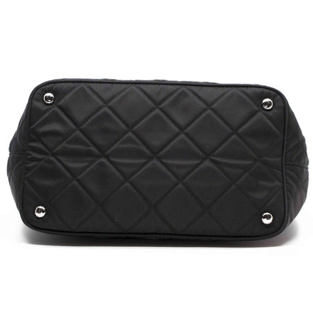 Prada Black Quilted Tessuto Chain Shoulder Bag Tote available at Queen Bee of Beverly Hills