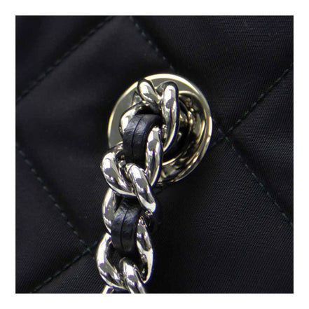 Prada Black Quilted Tessuto Chain Shoulder Bag Tote available at Queen Bee of Beverly Hills