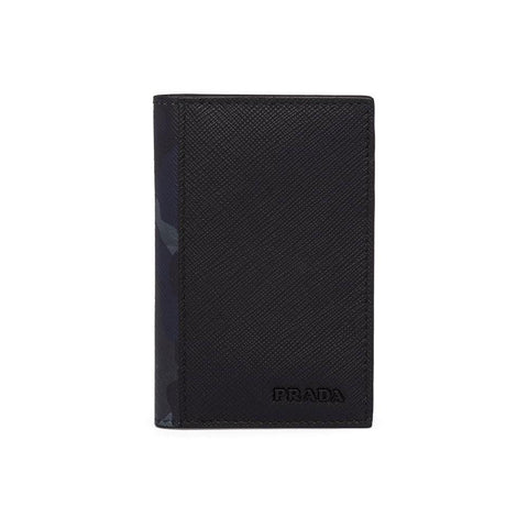 Prada Black Saffiano Leather Camouflage Print Vertical Card Holder 2MC101 at_Queen_Bee_of_Beverly_Hills