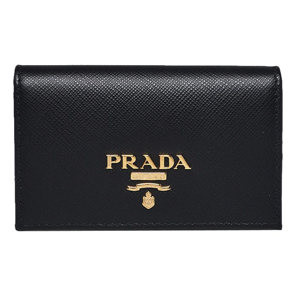 Pre-owned Prada Black Saffiano Leather Id Badge Holder