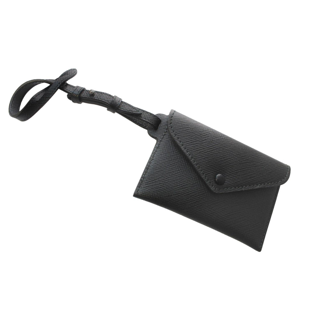 Prada Black Saffiano Leather Envelope Luggage Tag Keychain 1EN022 at_Queen_Bee_of_Beverly_Hills