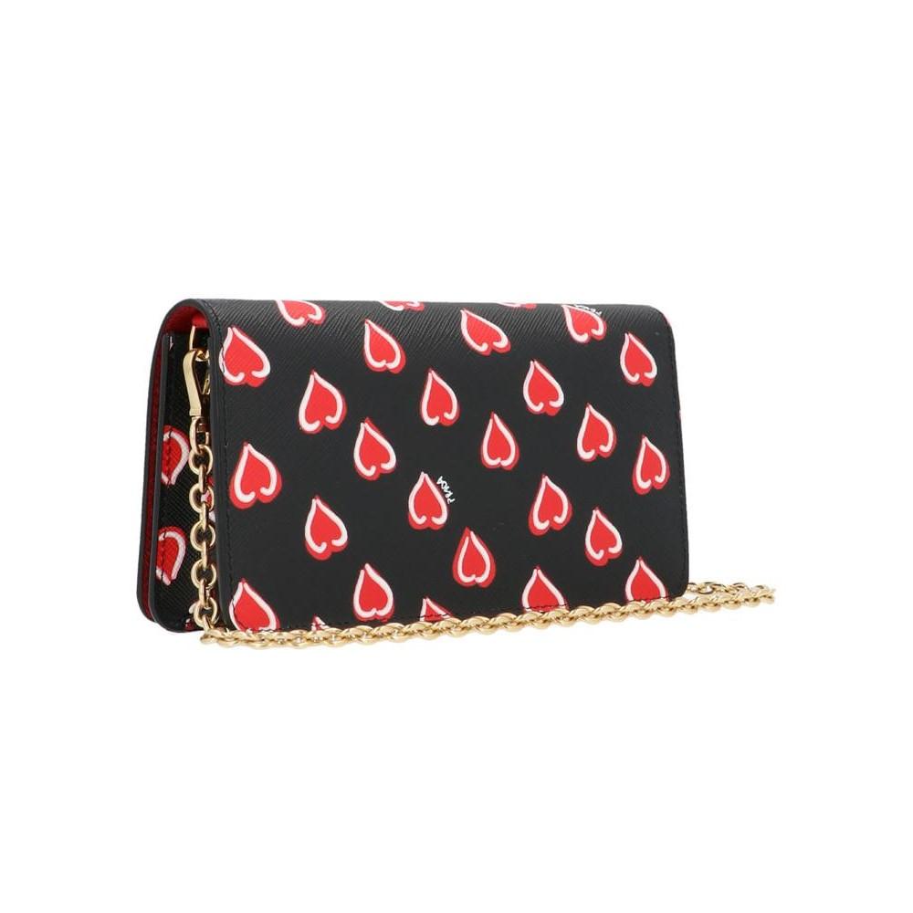 Prada Black Saffiano Leather Heart Print Mini Crossbody Handbag 1DH044 –  Queen Bee of Beverly Hills