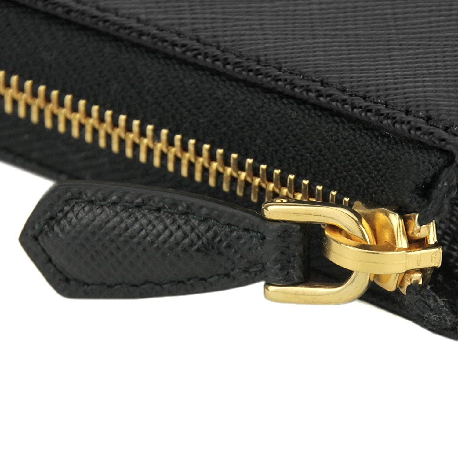 Prada Black Saffiano Leather Key Holder Pouch Wallet 1PP026 at_Queen_Bee_of_Beverly_Hills