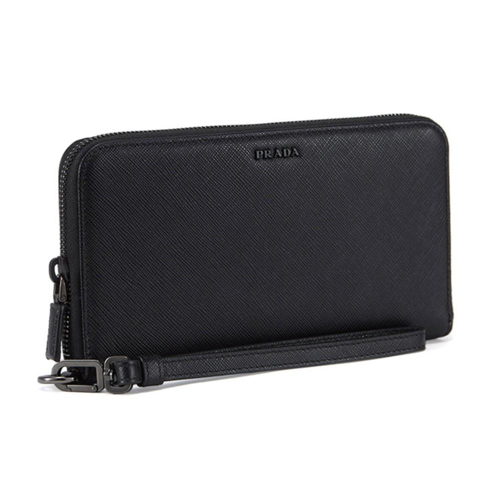 Prada Black Saffiano Leather Multicolor Interior Wristlet Document Holder Wallet 2ML028 at_Queen_Bee_of_Beverly_Hills