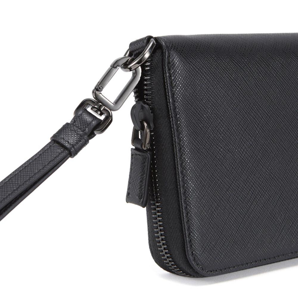 Prada Black Saffiano Leather Multicolor Interior Wristlet Document Holder Wallet 2ML028 at_Queen_Bee_of_Beverly_Hills