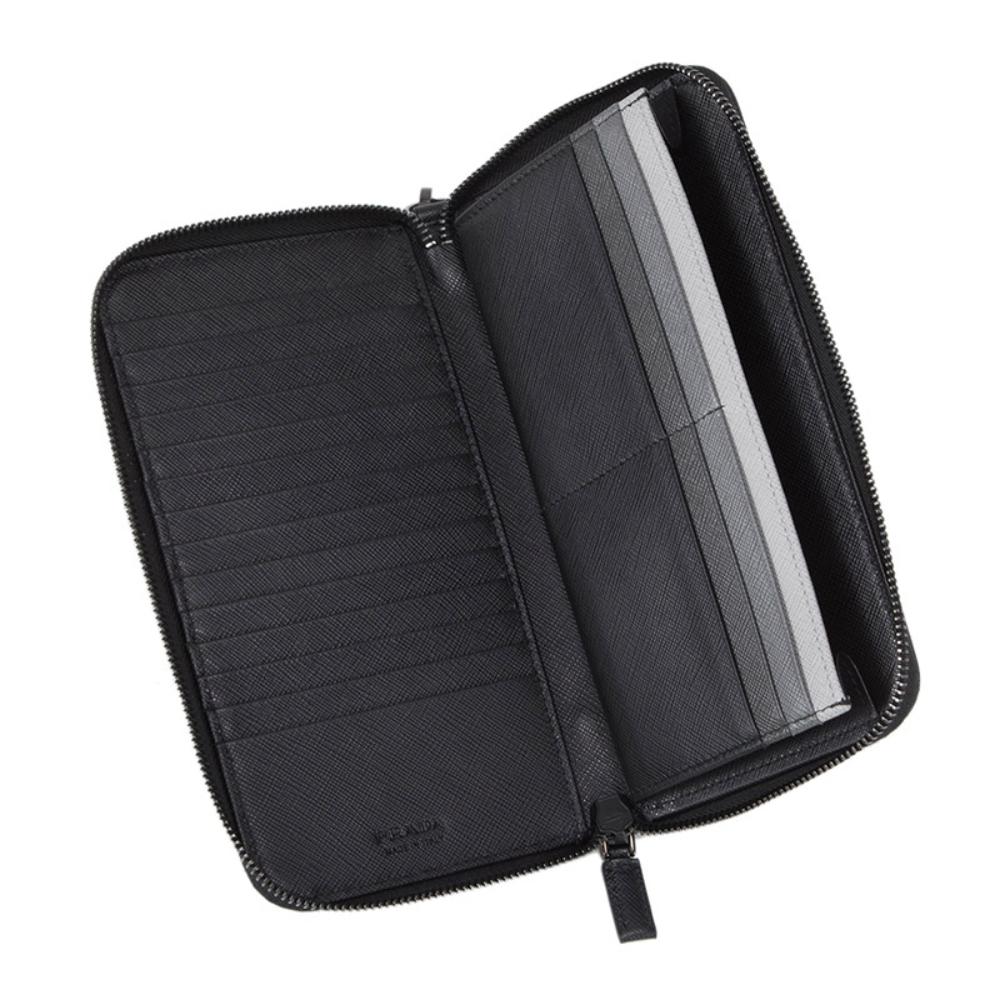 Prada Black Saffiano Leather Multicolor Interior Wristlet Document Holder Wallet 2ML028 at_Queen_Bee_of_Beverly_Hills