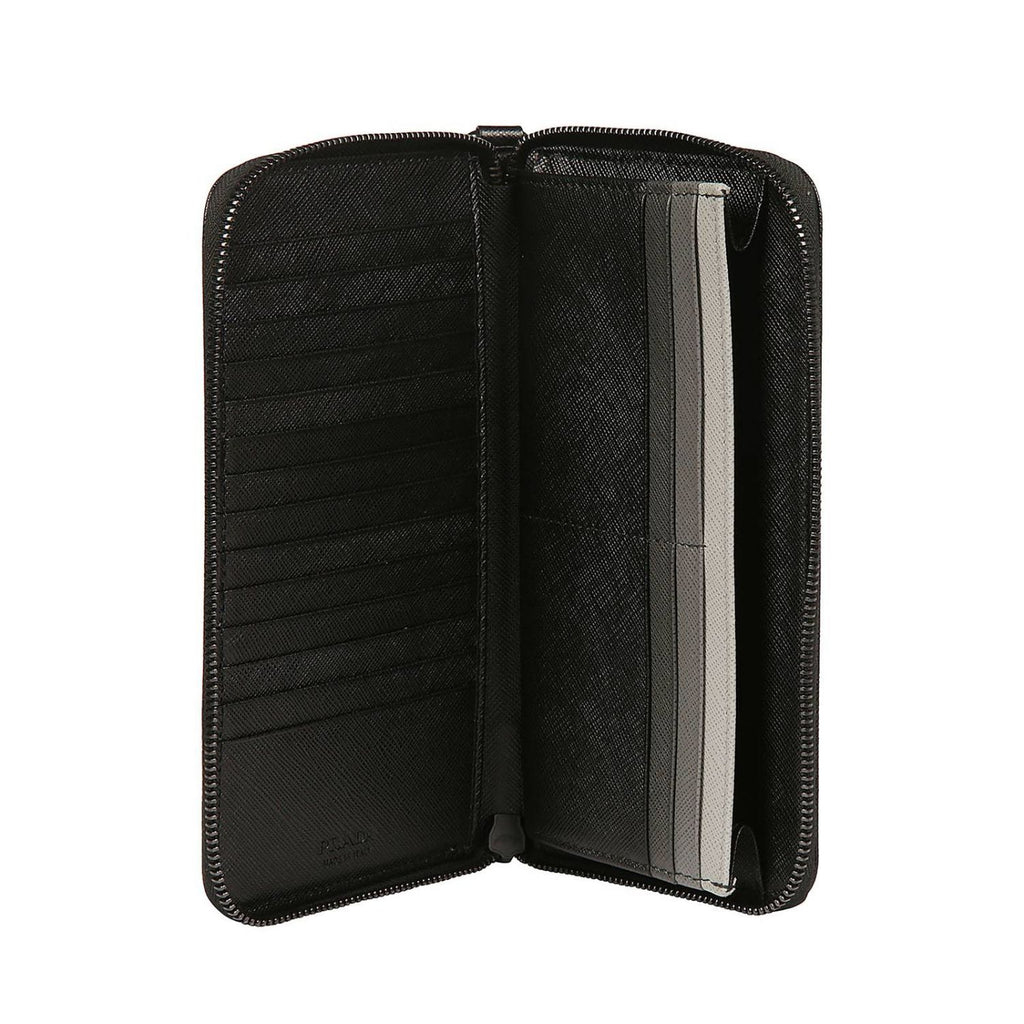Prada Black Saffiano Leather Multicolor Interior Wristlet Document Holder Wallet 2ML028 at_Queen_Bee_of_Beverly_Hills