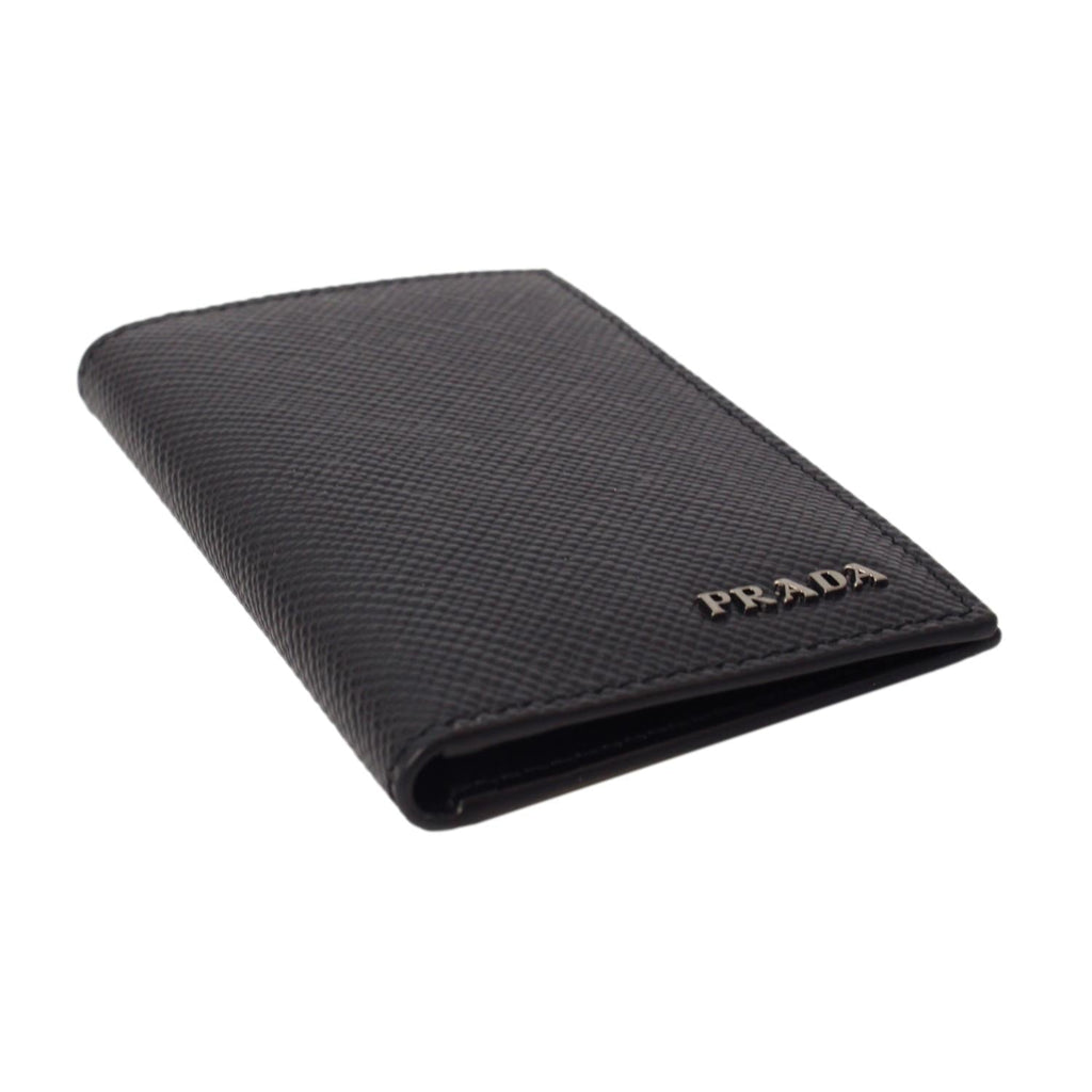 Black Saffiano Leather Card Holder With Shoulder Strap