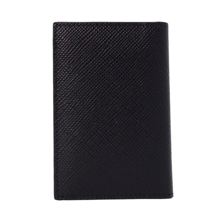 Prada Black Saffiano Leather Vertical Logo Card Holder available at Queen Bee of Beverly Hills