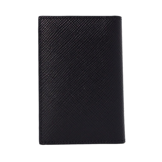 Prada Black Saffiano Leather Vertical Logo Card Holder available at Queen Bee of Beverly Hills