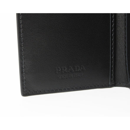 Prada Black Saffiano Leather Vertical Logo Card Holder available at Queen Bee of Beverly Hills