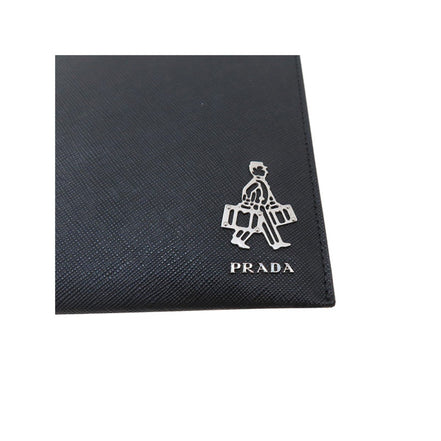 Prada Black Saffiano Voyage Leather Clutch Document Holder available at Queen Bee of Beverly Hills