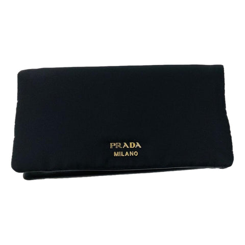 Prada Black Tessuto Nylon Calfskin Leather Wallet Clutch Bag 1MS001 at_Queen_Bee_of_Beverly_Hills