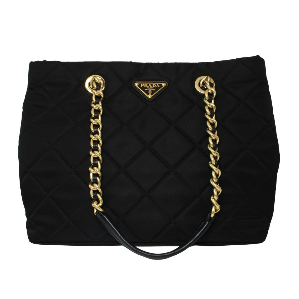 Prada Chain Shoulder Bag Quilted Tessuto Medium