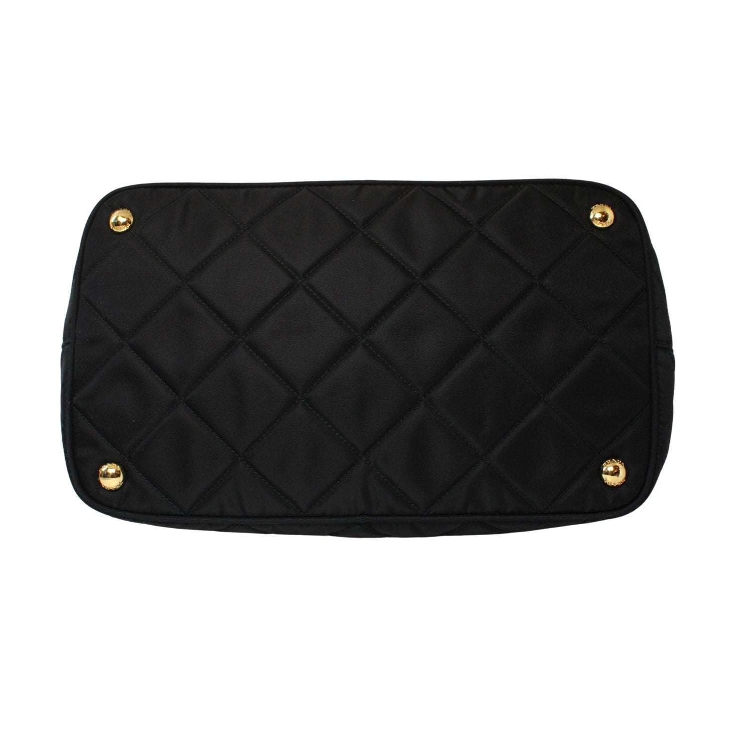 Prada Black Tessuto Nylon Gold Chain Quilted Shoulder Bag Tote 1BG740 at_Queen_Bee_of_Beverly_Hills