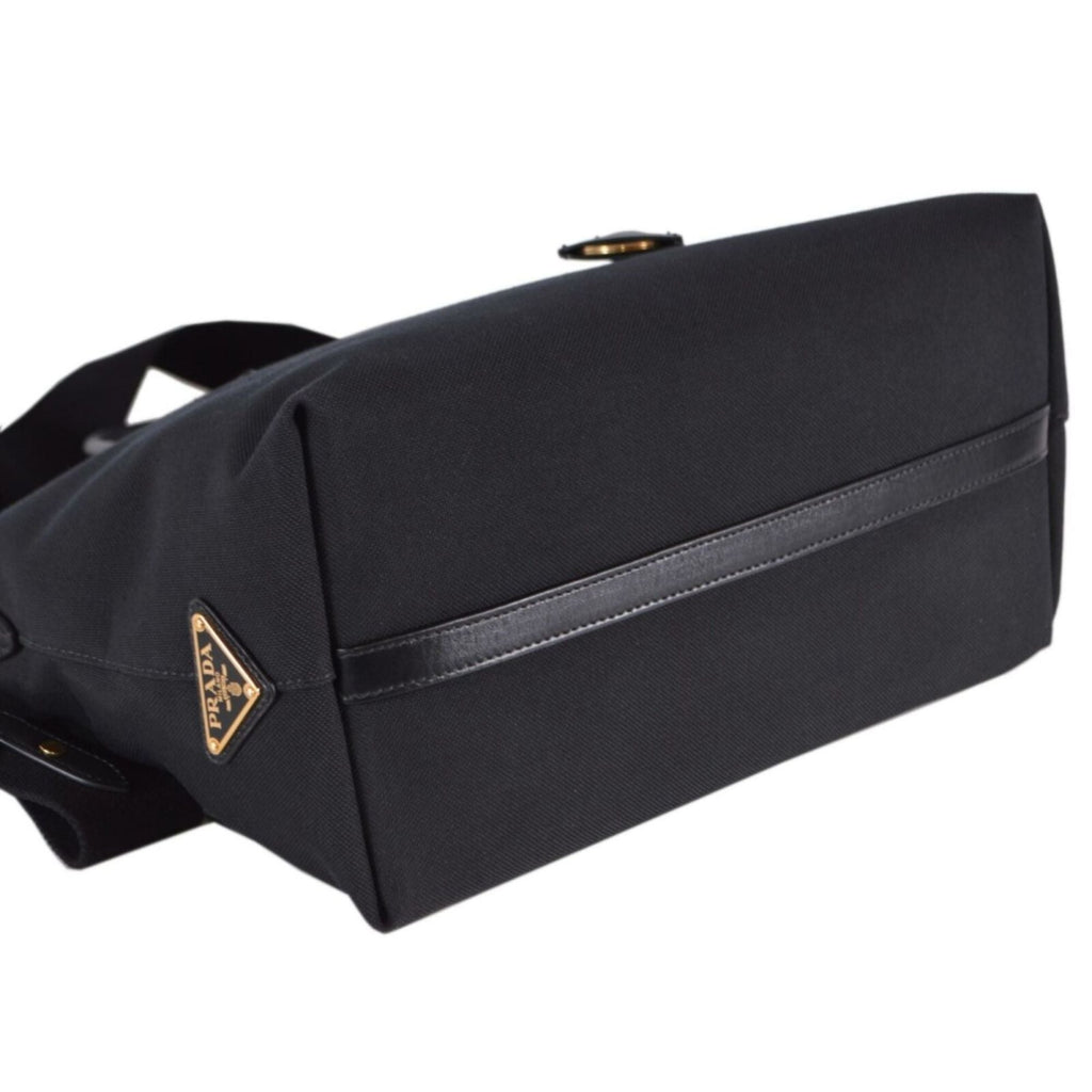Prada Black Tessuto Nylon Leather Two-Way Satchel Handbag 1BA104 at_Queen_Bee_of_Beverly_Hills
