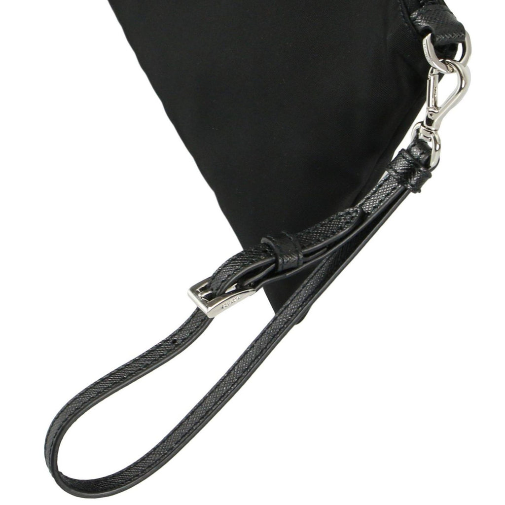 Prada Black Tessuto Nylon Pouch Prada Logo Wristlet Clutch Bag – Queen Bee  of Beverly Hills