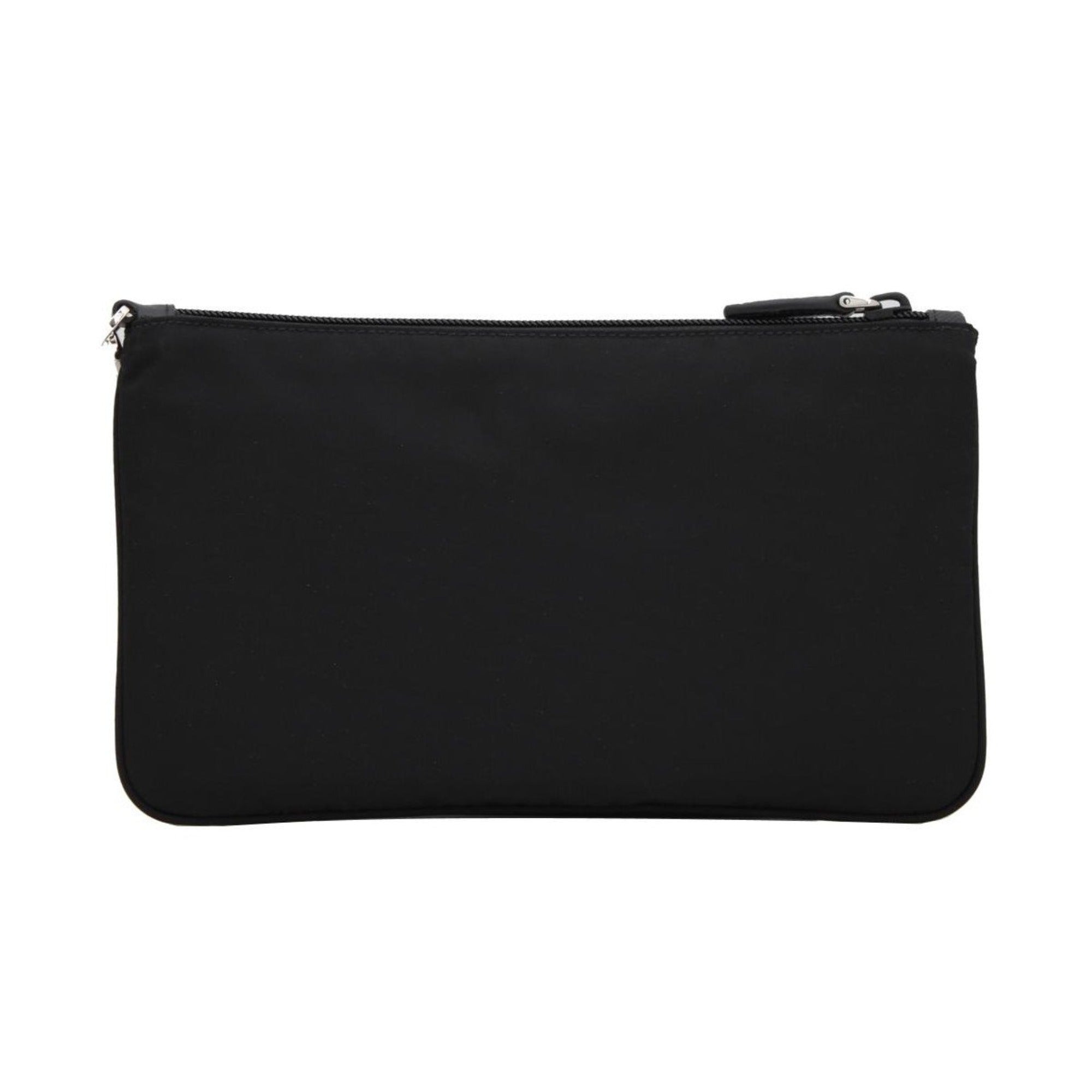 Prada Black Tessuto Nylon Pouch Prada Logo Wristlet Clutch Bag – Queen ...