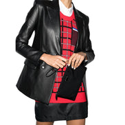 Prada Black Tessuto Nylon Pouch Prada Triangle Logo Wristlet Clutch Bag available at Queen Bee of Beverly Hills