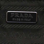 Prada Black Tessuto Nylon Pouch Prada Triangle Logo Wristlet Clutch Bag available at Queen Bee of Beverly Hills