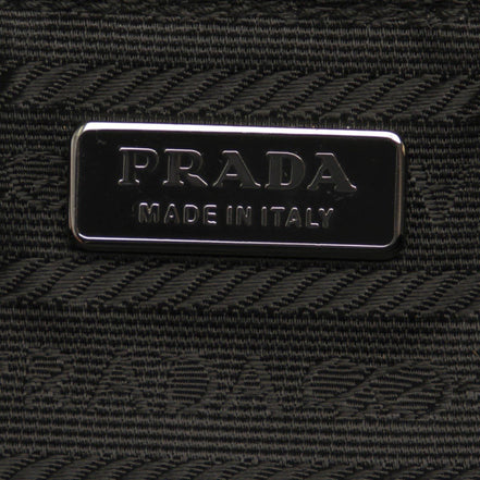 Prada Black Tessuto Nylon Pouch Prada Triangle Logo Wristlet Clutch Bag available at Queen Bee of Beverly Hills