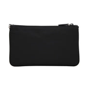 Prada Black Tessuto Nylon Pouch Prada Triangle Logo Wristlet Clutch Bag available at Queen Bee of Beverly Hills