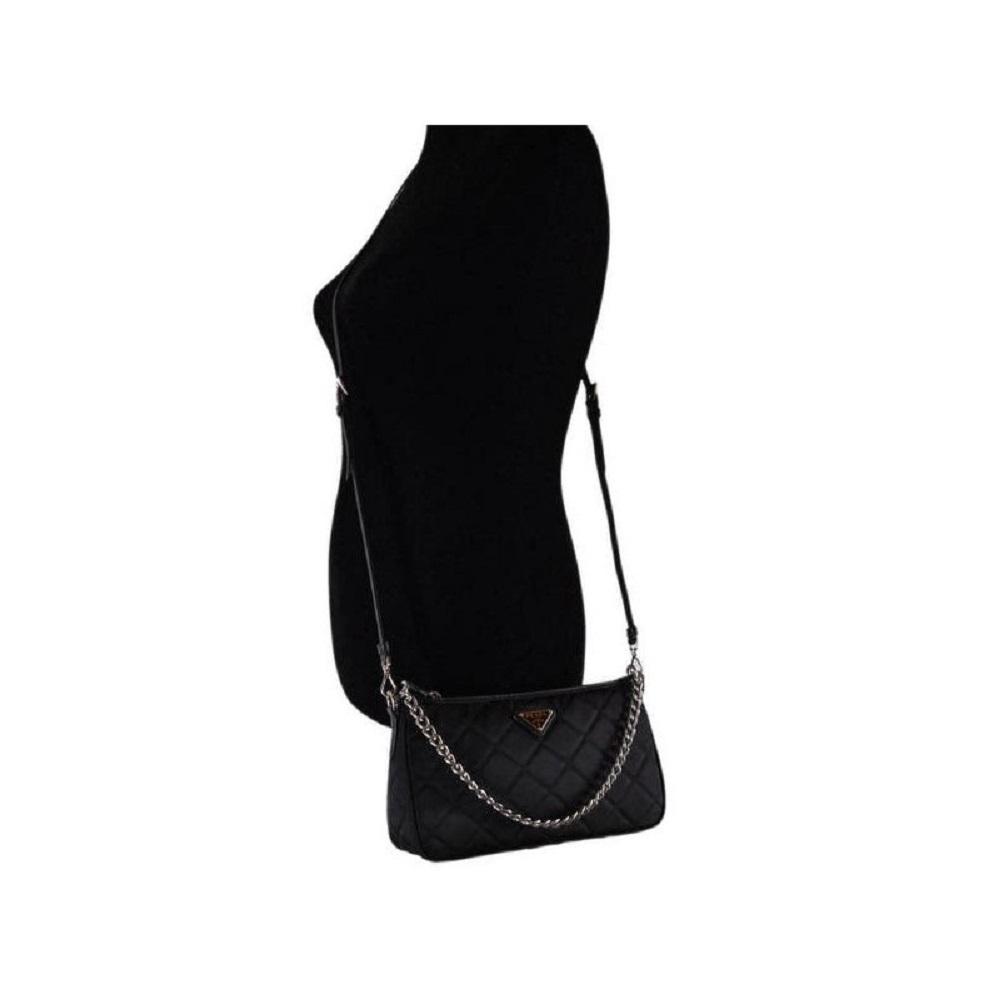 Prada Black Tessuto Nylon Quilted Chain Crossbody Bag available at Queen Bee of Beverly Hills