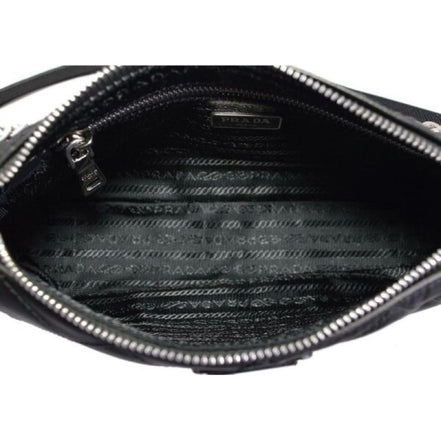 Prada Black Tessuto Nylon Quilted Chain Crossbody Bag available at Queen Bee of Beverly Hills