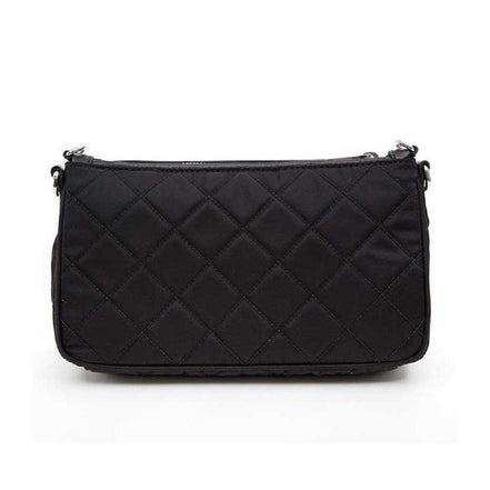 Prada Black Tessuto Nylon Quilted Chain Crossbody Bag available at Queen Bee of Beverly Hills