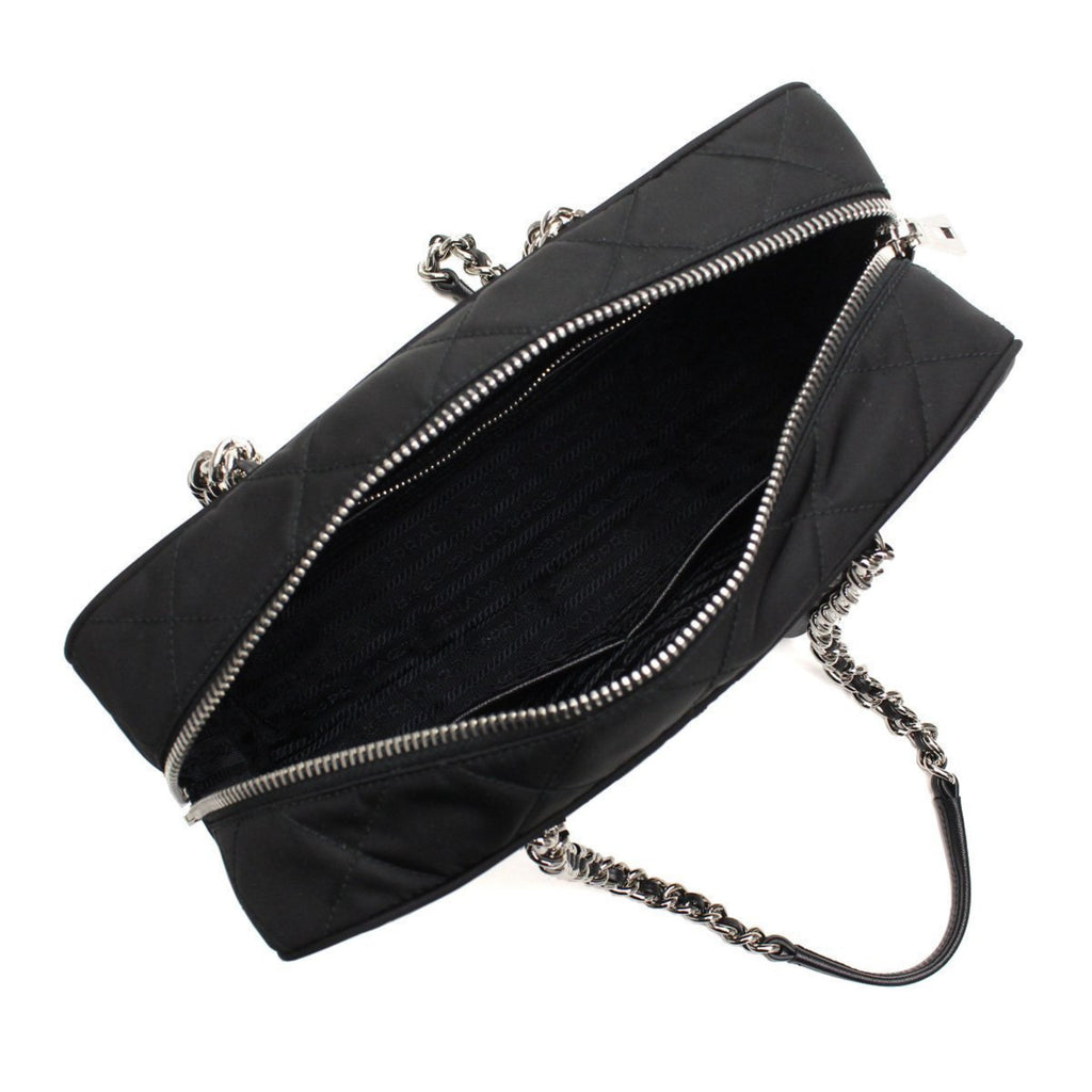 Prada Black Tessuto Nylon Quilted Shoulder Handbag 1BB903 at_Queen_Bee_of_Beverly_Hills