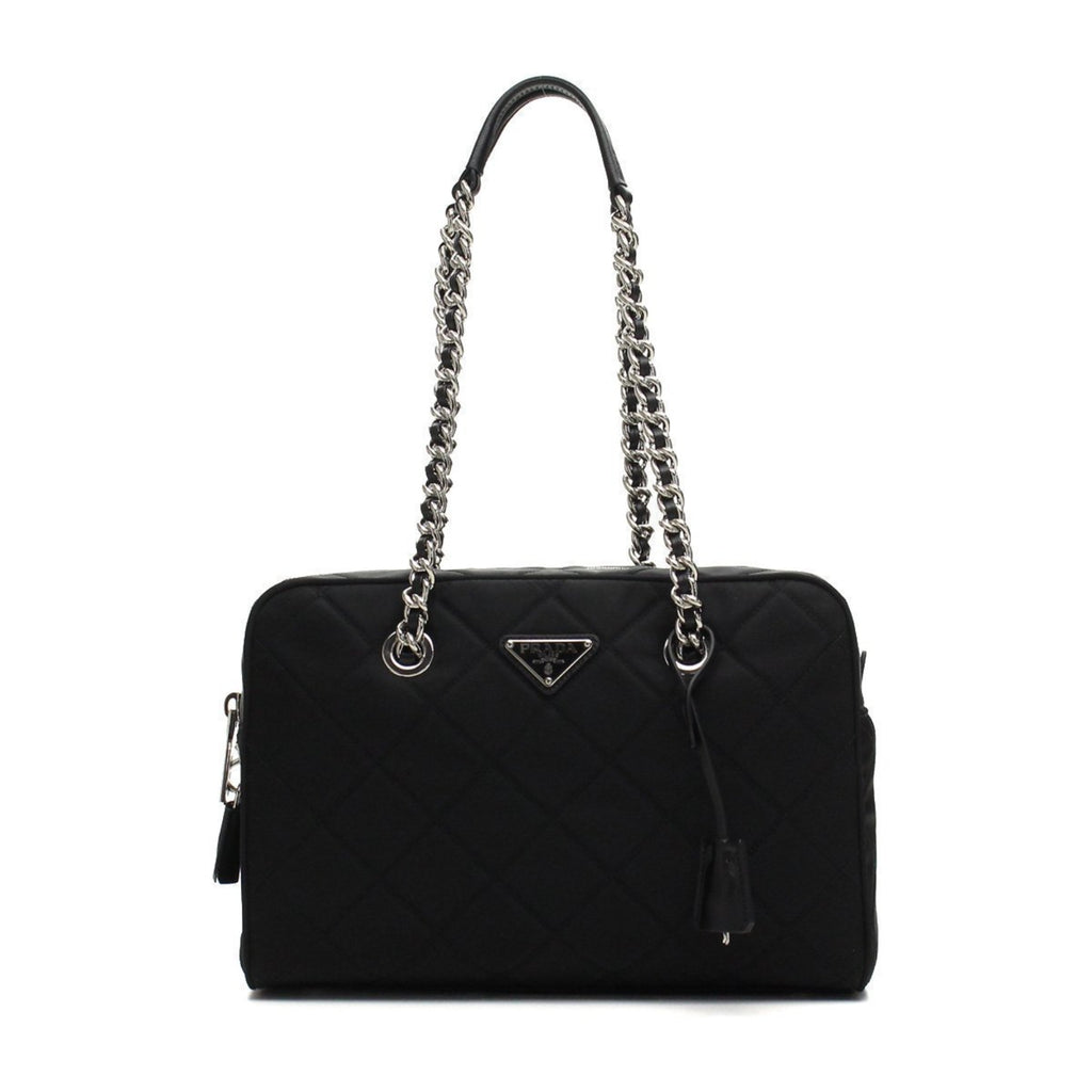 Black Prada Nylon Top Handle Bag