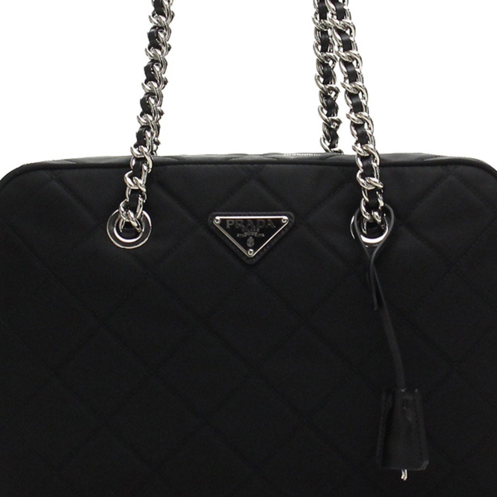 Prada Black Nylon Shoulder Bag Chain | Queen Bee of Beverly Hills