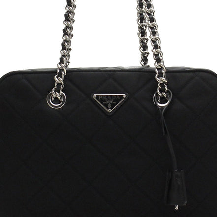 Prada Black Tessuto Nylon Quilted Shoulder Handbag available at Queen Bee of Beverly Hills