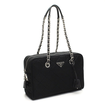 Prada Black Tessuto Nylon Quilted Shoulder Handbag available at Queen Bee of Beverly Hills