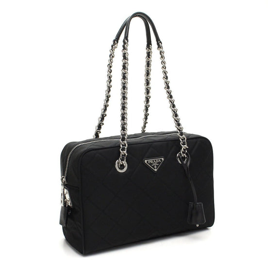 Prada Black Tessuto Nylon Quilted Shoulder Handbag available at Queen Bee of Beverly Hills