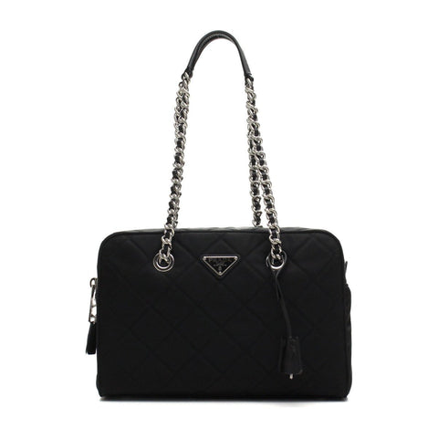 Prada Black Tessuto Nylon Quilted Shoulder Handbag available at Queen Bee of Beverly Hills