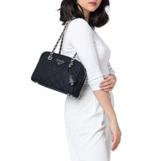 Prada Black Tessuto Nylon Quilted Small Shoulder Handbag 1BB072 available at Queen Bee of Beverly Hills