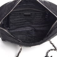 Prada Black Tessuto Nylon Quilted Small Shoulder Handbag 1BB072 available at Queen Bee of Beverly Hills