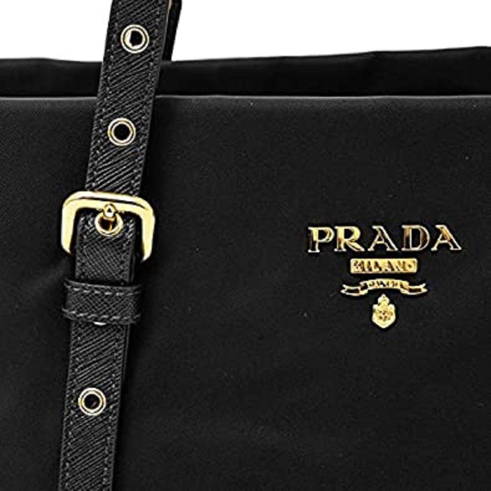 Prada Black Tessuto Nylon Saffiano Leather Shopping Tote 1BG292 at_Queen_Bee_of_Beverly_Hills