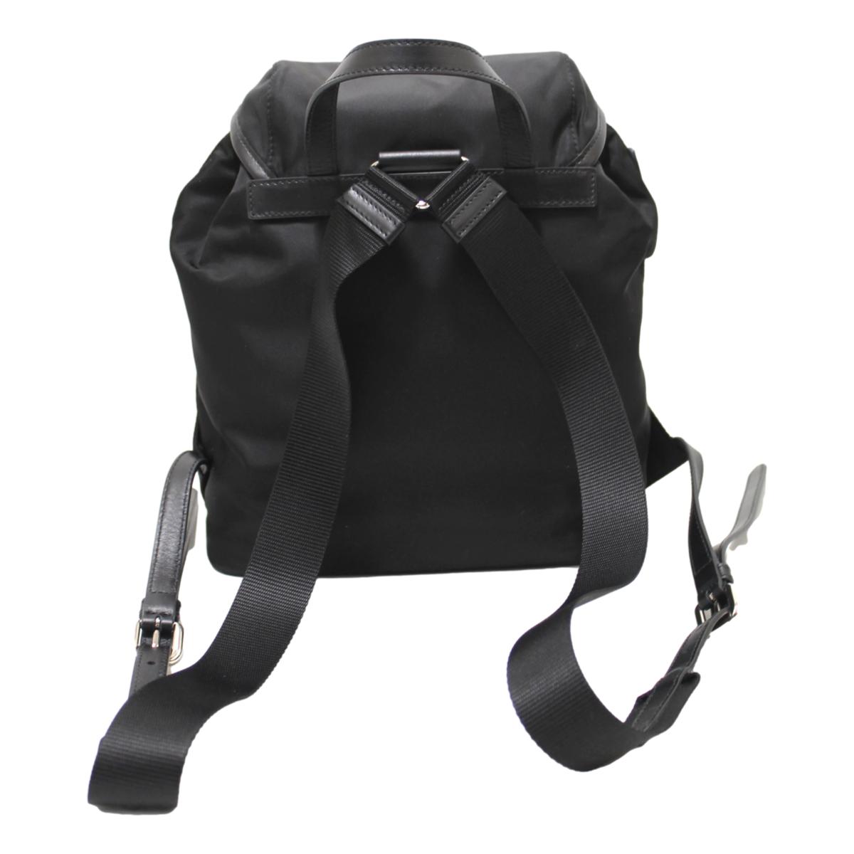 Prada Black Tessuto Nylon Soft Calf Leather Adjustable Backpack 1BZ677 at_Queen_Bee_of_Beverly_Hills
