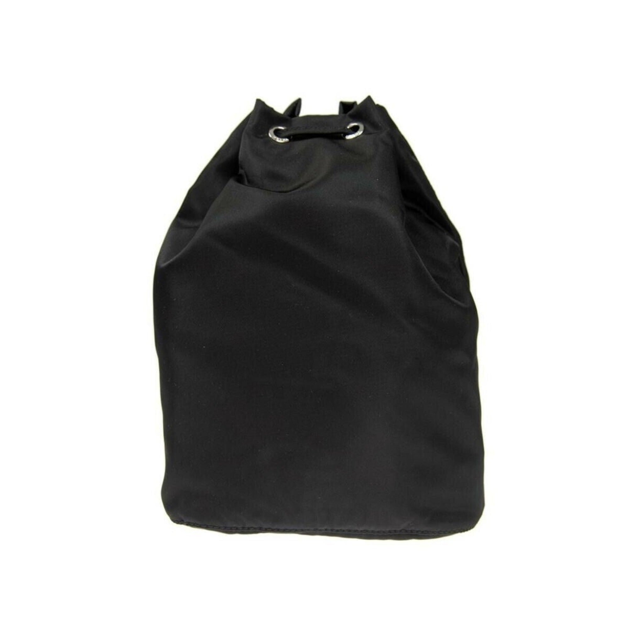 Prada Black Tessuto Nylon Triangle Logo Drawstring Bucket Bag 1NA369 at_Queen_Bee_of_Beverly_Hills