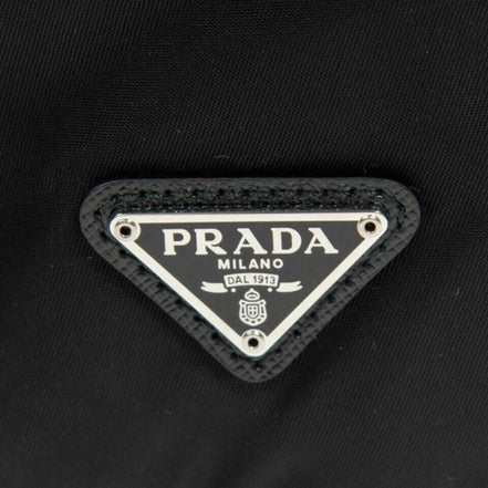 Prada Black Tessuto Nylon Triangle Logo Drawstring Bucket Bag available at Queen Bee of Beverly Hills