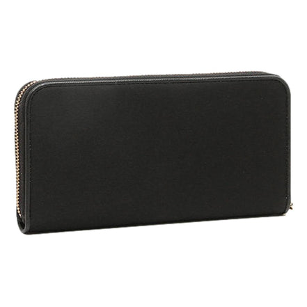 Prada Black Tessuto Nylon Zip Around Wallet Gold Triangle Logo available at Queen Bee of Beverly Hills