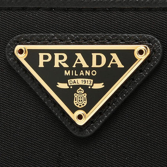 Prada Black Tessuto Nylon Zip Around Wallet Gold Triangle Logo available at Queen Bee of Beverly Hills